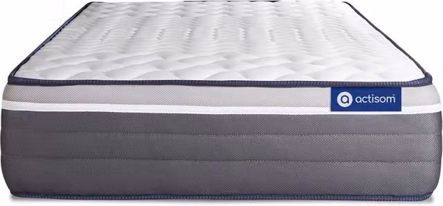 Colchón híbrido Actisom Actimemo Plus de espuma viscoelástica en color gris, con 7 zonas de confort y firmeza H4, An/P/Al: 70 x 190 x 26 cm