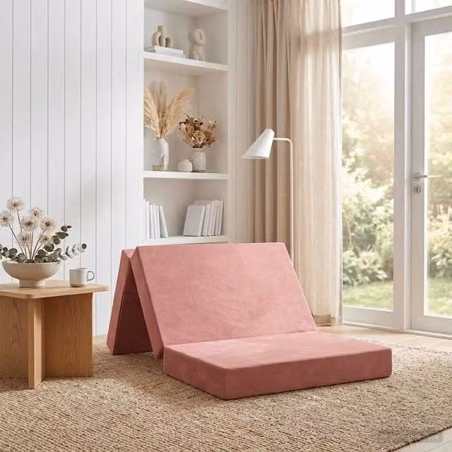 Sofá cama plegable de terciopelo rosa vidaXL An/P/Al: 100 x 67 x 45 cm