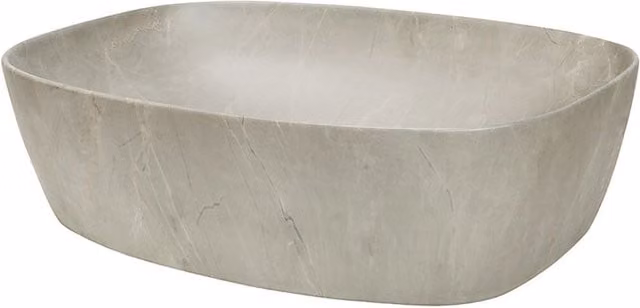 Lavabo rectangular de sobreponer MEUBLORAMA en cerámica color beige efecto piedra mineral An/P/Al: 50,5 x 38,5 x 13,5 cm