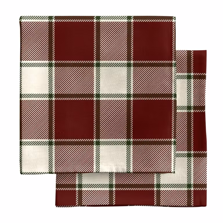 Pack de 2 servilletas de algodón con diseño de cuadros rojos de Muare Home, An/An: 43 x 43 cm
