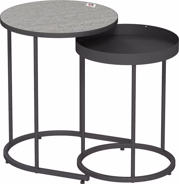 Set de mesas de centro nido NORTHIX con diseño de bandeja metálica en color gris y negro para tu salón de estilo industrial