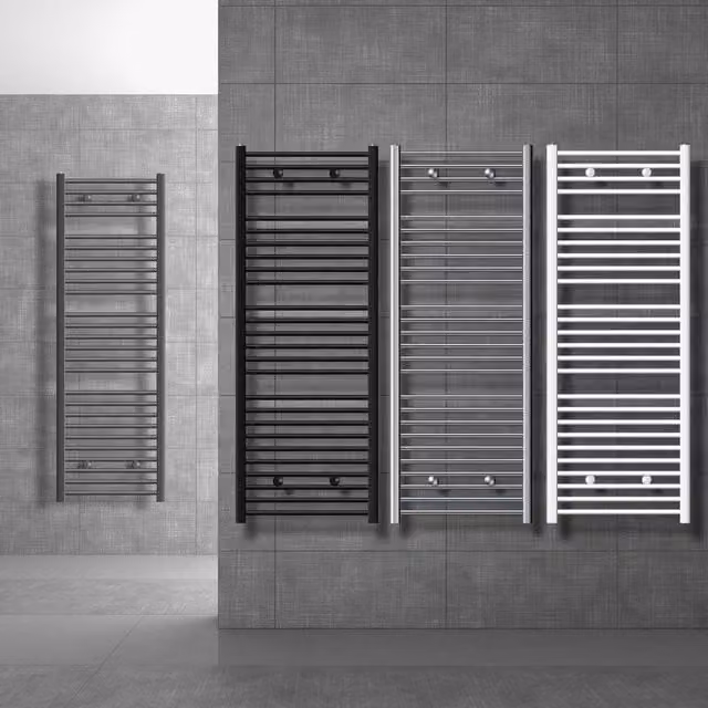Radiador secador de toallas Luxebath Ecd Germany de acero, color antracita, con conexión lateral y kit de montaje, An/P/Al: 50 x 120 cm