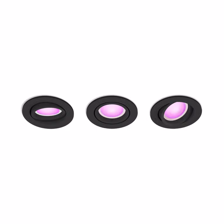 Pack de 3 focos empotrables LED Philips Hue White & Color Ambiance RGB ajustables en color negro