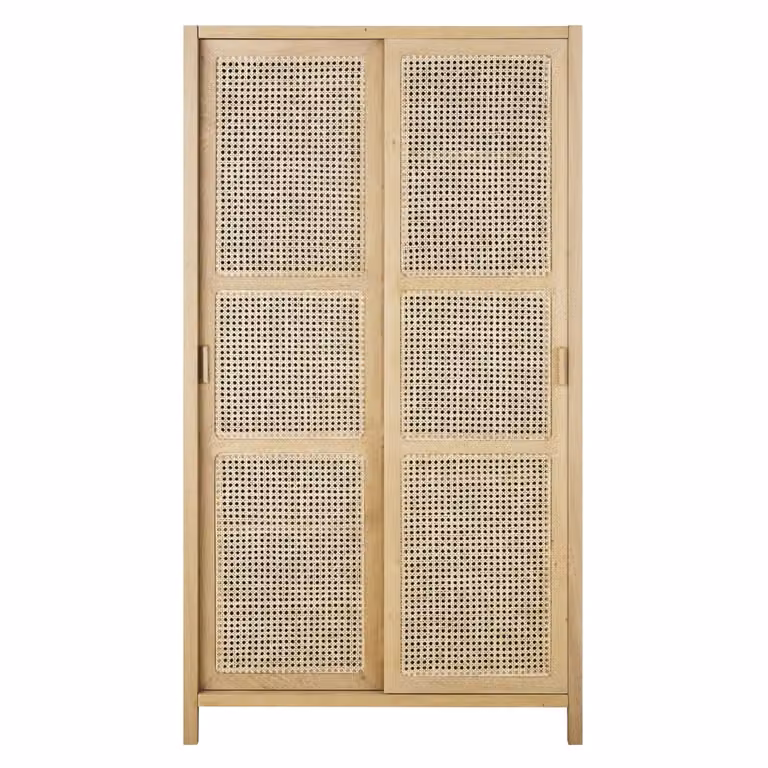 Armario de roble y ratán Maison du Monde con 2 puertas correderas y acabado beige An: 100 cm