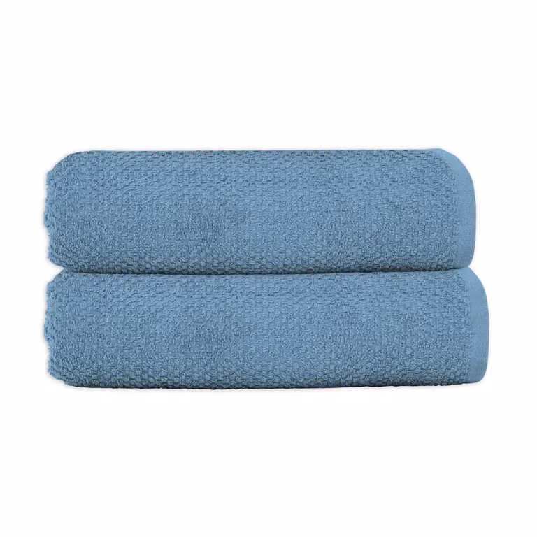 Juego de 2 toallas de baño de rizo de algodón GUY LEVASSEUR, color azul, 70 x 140 cm