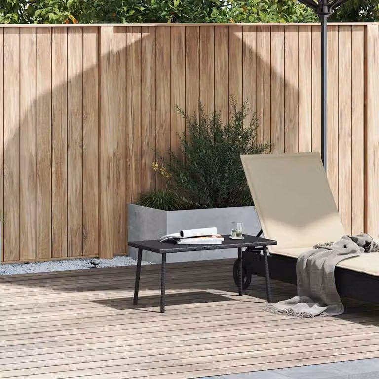 Mesa de centro para jardín Syfax rectangular de ratán sintético negra An/P/Al: 80 x 40 x 37 cm