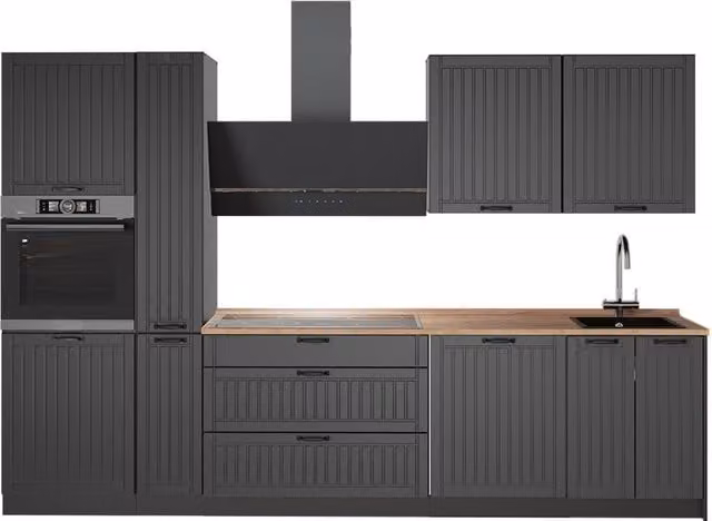 Mueble de cocina Vicco Fame-Line en gris antracita y roble con puertas de cierre suave