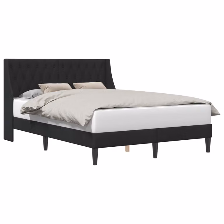 Estructura de cama con cabecera tapizada en terciopelo negro vidaXL 160 x 200 cm