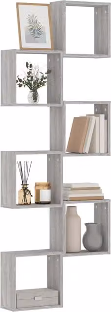 Set de 6 estantes cubo de pared vidaXL en gris sonoma, An/P/Al: 30 x 15 x 30 cm
