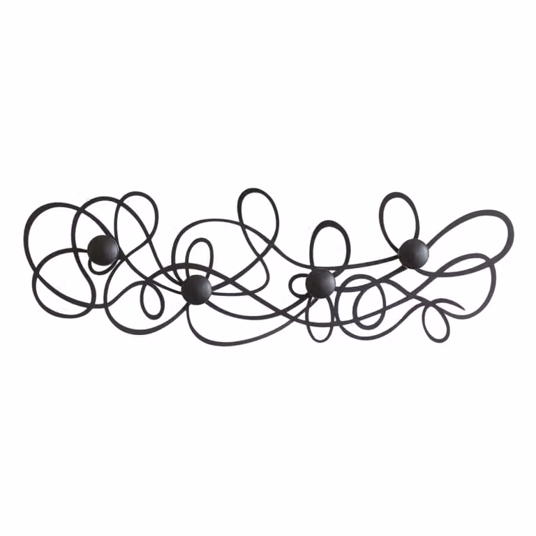 Perchero de pared minimalista Arti & Mestieri en hierro negro mate, An: 77 cm, P: 25 cm