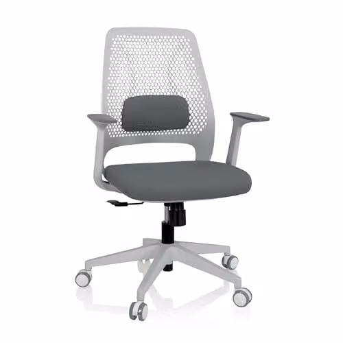 Silla de oficina giratoria hjh OFFICE Parferio W en tejido gris y blanco con soporte lumbar ajustable
