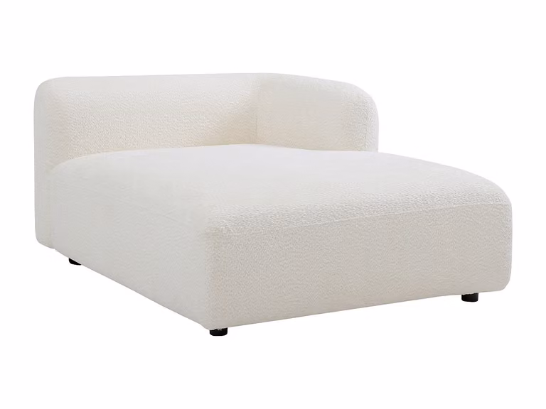 Chaise longue reversible DANEPI en tela bouclé blanco con estructura de madera y diseño moderno para salón An/P/Al: 162 x 161 x 69 cm