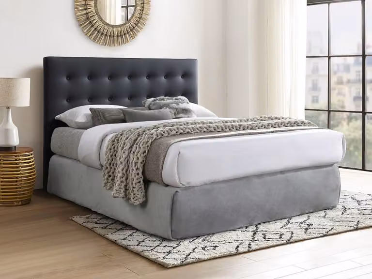 Cabecero Francesco de Vente-Unique en piel sintética negra para cama de 180x200 cm