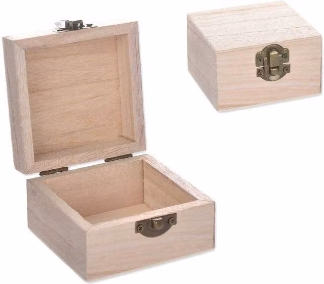 Set de 2 cajas de madera Trade Shop Traesio con diseño de decoupage multicolor y beige, An/An/Al: 6 x 6 x 5 cm