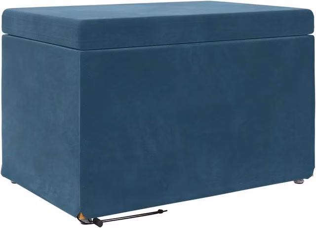Taburete moderno SYFAX de terciopelo azul y madera An/P/Al: 41 x 40 x 61 cm