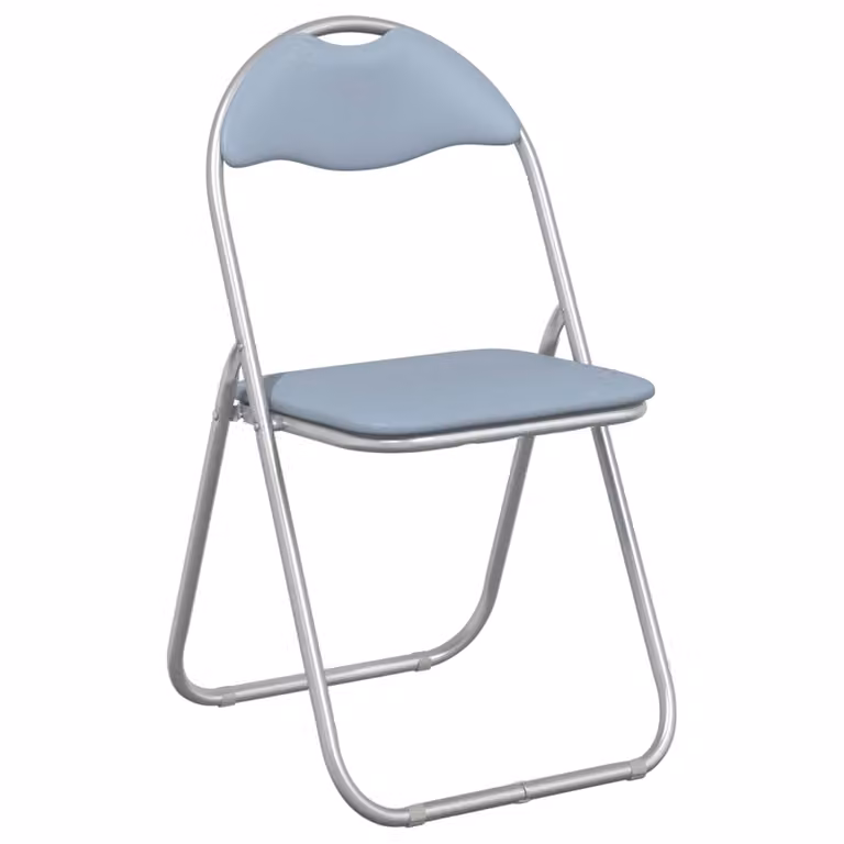 Set de 8 sillas plegables vidaXL en cuero sintético gris An/P/Al: 48 x 43,5 x 81 cm