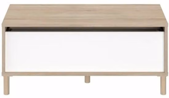 Mesa de centro elevable Parisot blanca de diseño moderno An/P/Al: 100 x 50 x 43,6 cm