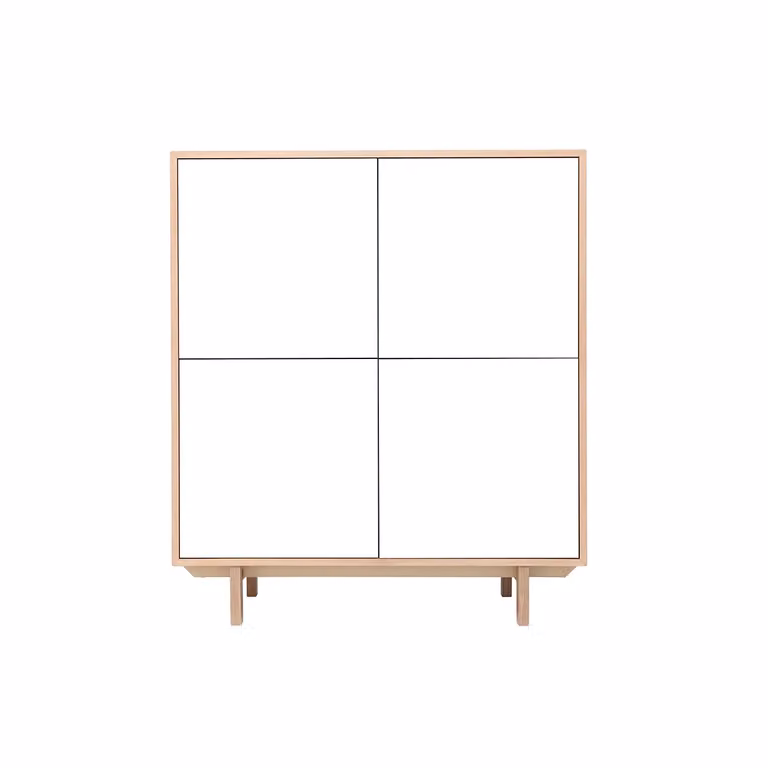 Aparador de estilo nórdico Miliboo en madera y blanco beige para comedor, Ancho: 125 cm