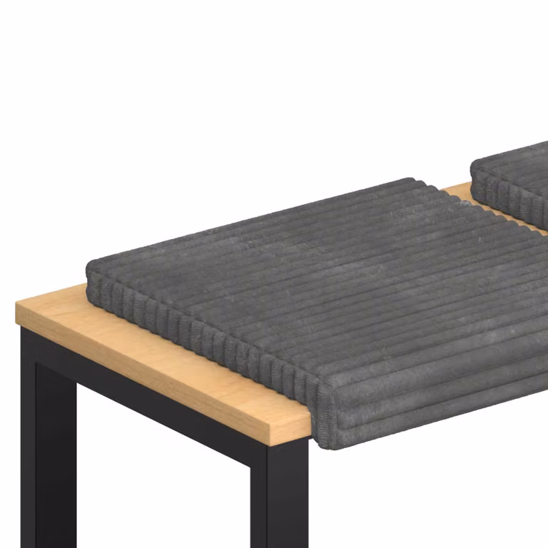Set de 2 cojines para banco vidaXL de corduroy gris claro con base antideslizante
