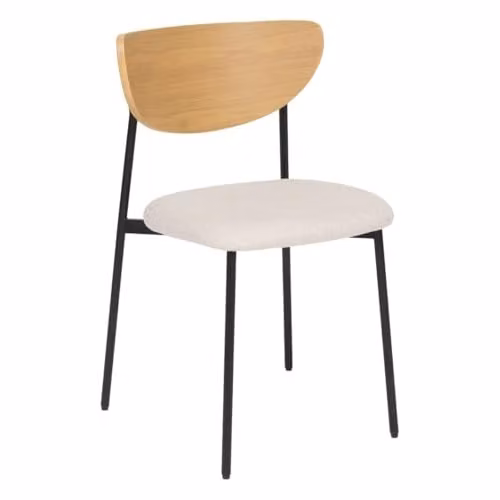 Juego de 2 sillas de oficina Jaisa de Atmosphera en beige y madera clara con asiento de tela y patas de acero, An/P/Al: 50 x 50 x 81 cm