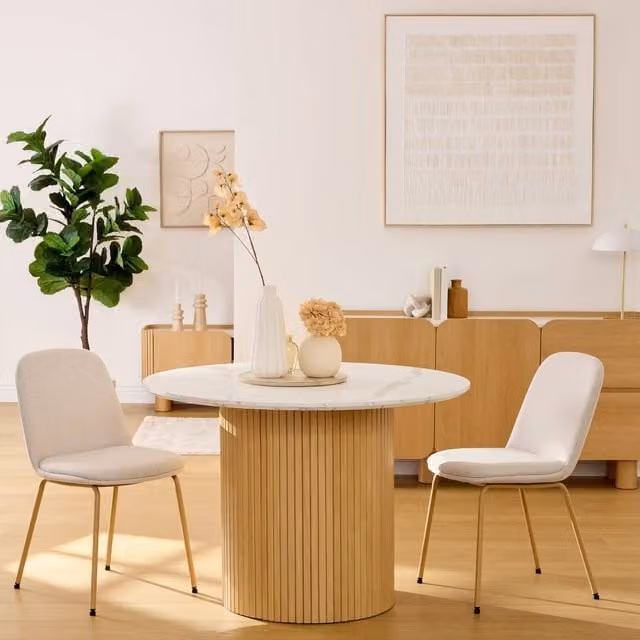 Mesa de comedor redonda Atmosphera Homelya en color blanco para 2 adultos, An/P/Al: 110 x 110 x 76 cm