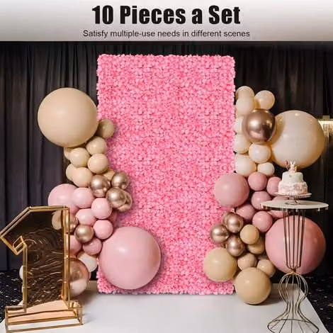 Set de 10 paneles de pared de flores de rosas artificiales CNCEST en color rosa para decoración de bodas y jardín