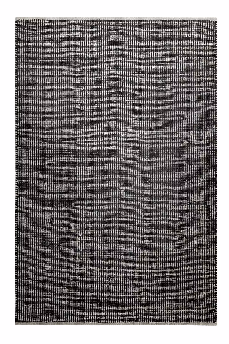 Alfombra kilim moderna Green Loop de algodón y yute en negro y gris, An/P: 160 x 230 cm