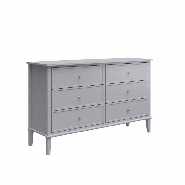 Cómoda moderna Dorel Home de 6 cajones en efecto madera gris mate para dormitorio o habitación infantil