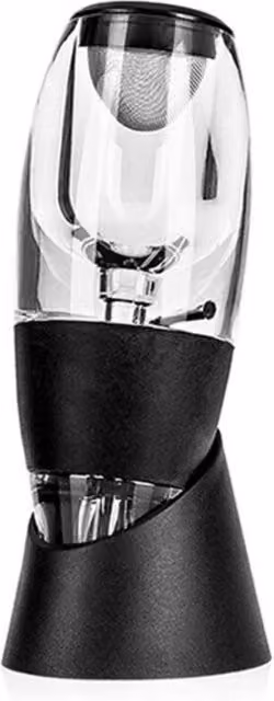 Decantador y aireador de vino Tigrezy con filtro, jarra mágica en color negro y transparente para mejorar tu experiencia con el vino