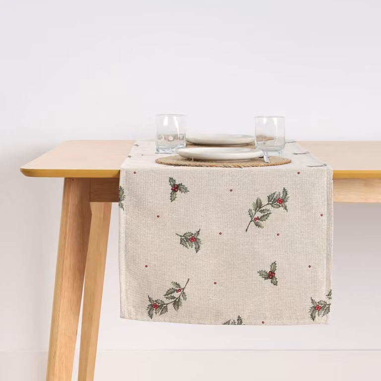 Camino de mesa de Navidad Muare Home en jacquard de algodón multicolor An/P: 45 x 140 cm