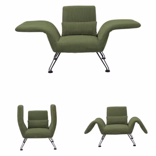 Sillón reclinable multifuncional HomeMiYN con reposabrazos y diseño de rayas en color verde