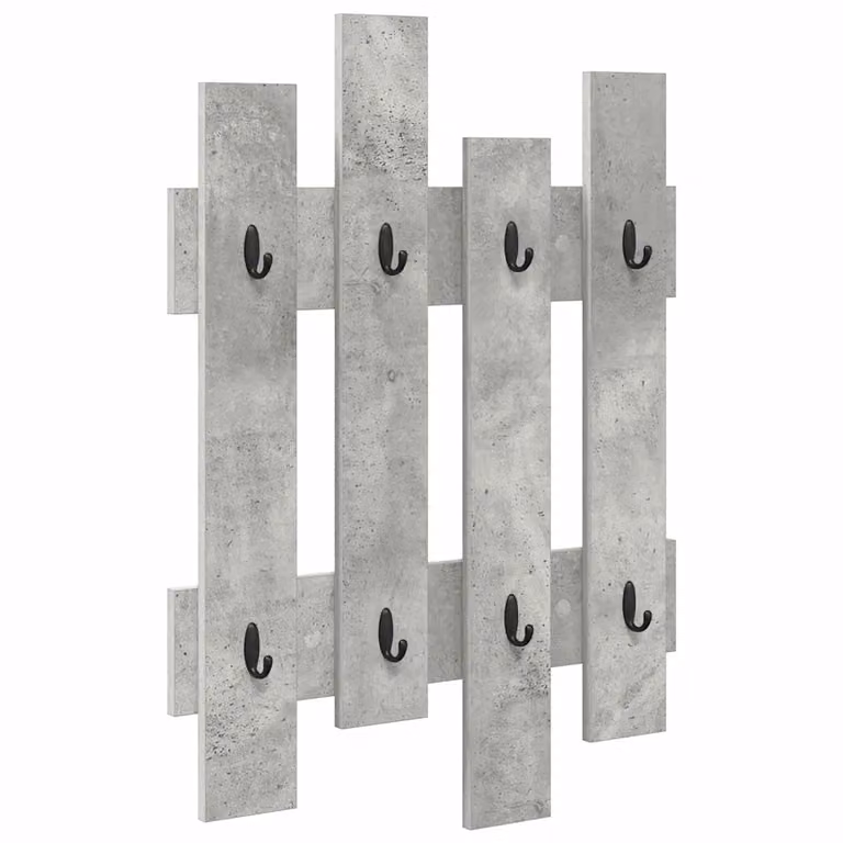 Perchero de pared moderno vidaXL en color gris concreto con ganchos distribuidos para pasillos