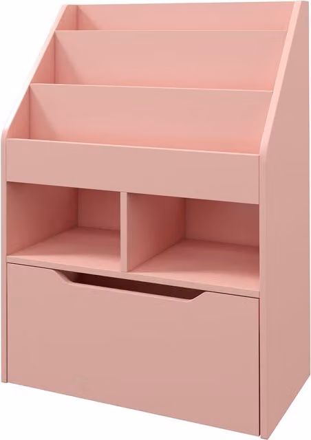 Estantería infantil con cajón NORTHIX en color rosa, An/P/Al: 60 x 30 x 90 cm