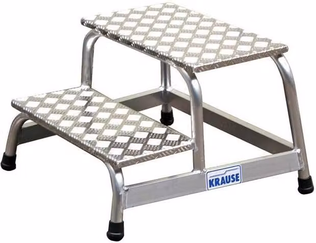 Escalerilla de plataforma Krause de 2 peldaños en aluminio color plata, Altura: 40 cm