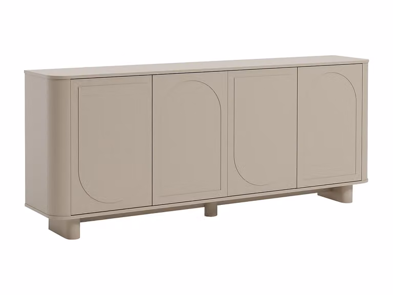Aparador moderno Bristana con 4 puertas en color gris y beige