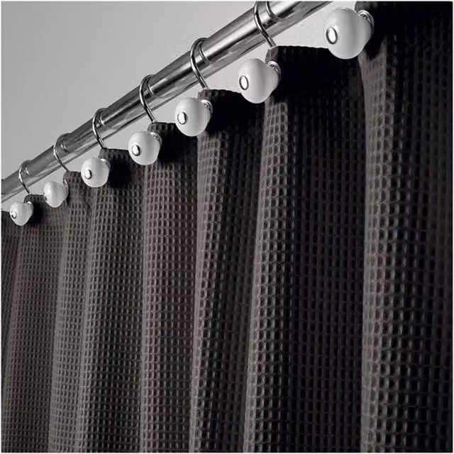 Cortina de ducha de tela tipo gofre XISRENS en negro o gris, lavable a máquina y duradera para baño, An/Al: 182,88 x 182,88 cm