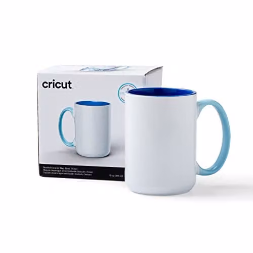 Taza de cerámica personalizable Cricut de color azul con capacidad de 425 ml