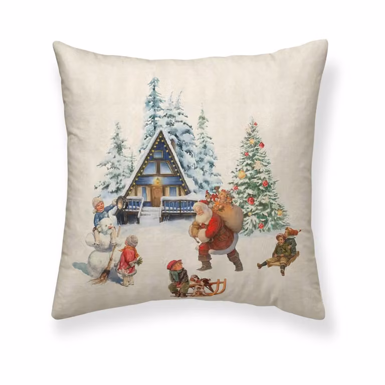 Funda de cojín de Navidad Muare Home multicolor de 100% algodón, 50 x 50 cm