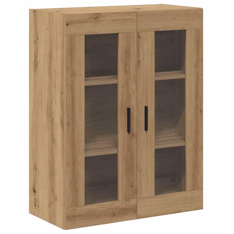 Armario de pared moderno vidaXL de madera y cristal con puertas de vidrio en color marrón roble, An/P/Al: 69,5 x 34 x 90 cm