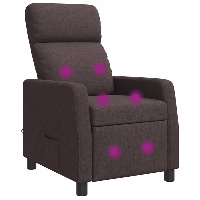 Silla de masajes reclinable vidaXL en color marrón con tapizado de tela y estructura mixta