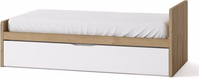 Cama Mio de El Corte Inglés con cabecero derecho alto y 1 cajón en blanco y marrón