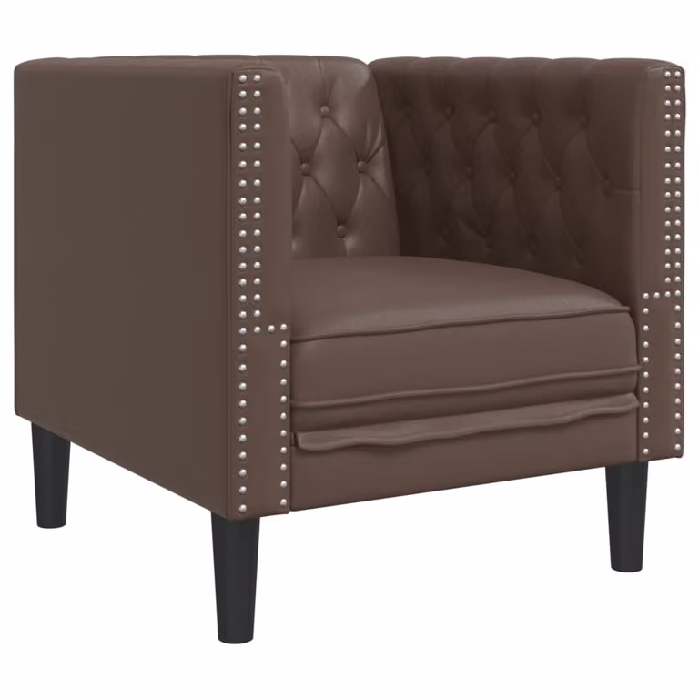 Sillón Chesterfield de cuero artificial marrón vidaXL