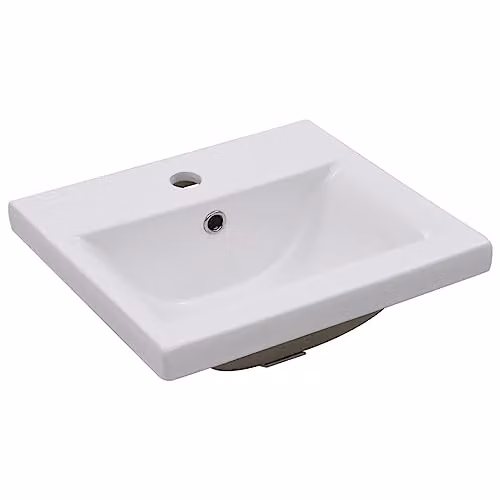 Lavabo de baño empotrado rectangular de cerámica blanca Helloshop26 An/P/Al: 39 x 39 x 18 cm