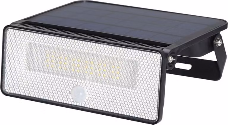 Lámpara de techo LED solar con sensor de movimiento, 12 W, 1600 lúmenes, luz blanca fría (6500 K), protección IP54, disponible en blanco, plata o negro