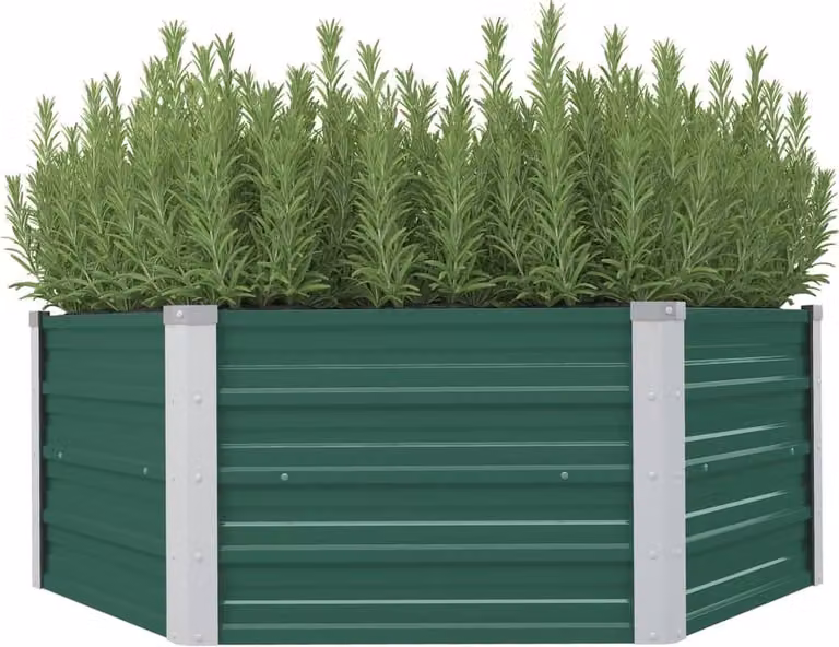 Arriate elevado Syfax de acero galvanizado verde An/P/Al: 129 x 129 x 45 cm