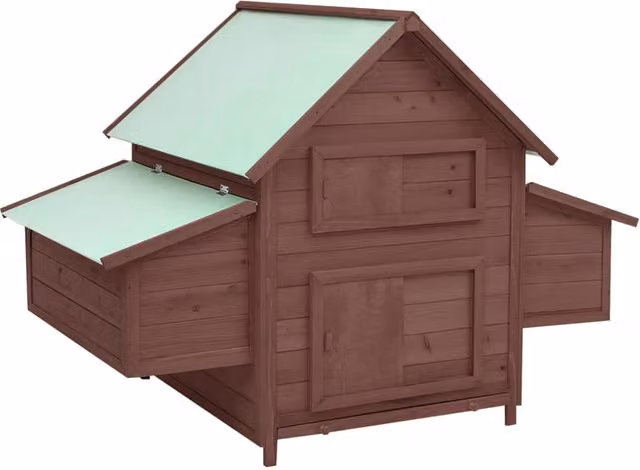 Gallinero de madera de abeto VIDAXL en color marrón y blanco, An/P/Al: 150 x 96 x 110 cm