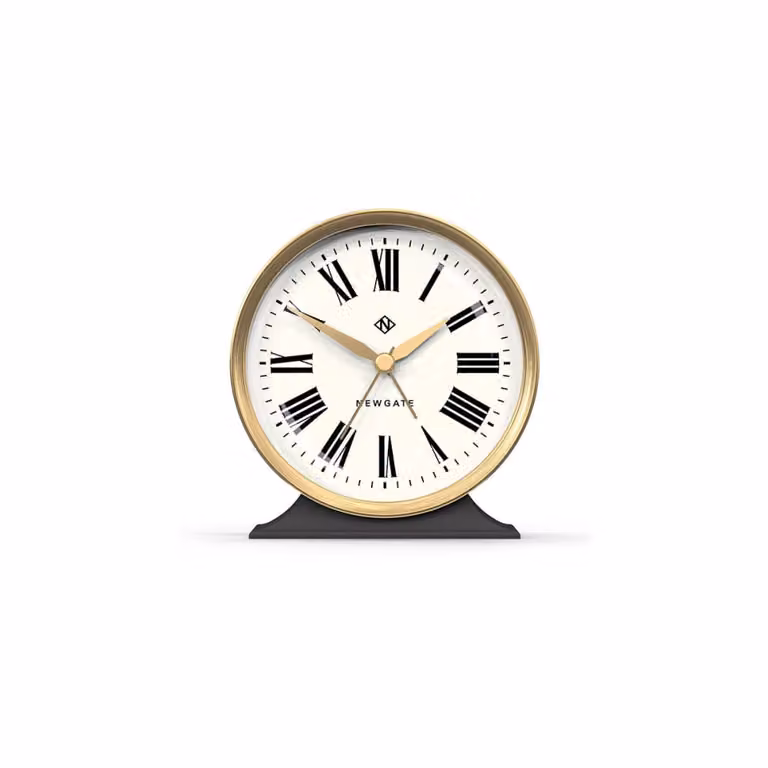 Reloj despertador analógico Newgate de estilo retro rectangular en metal gris y beige