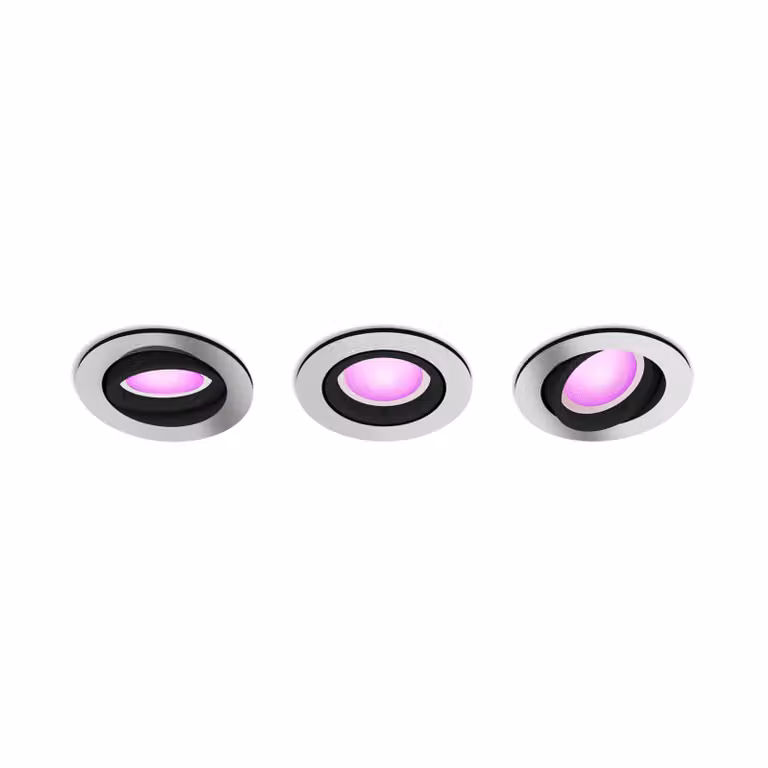 Pack de 3 focos empotrables LED Philips Hue White & Color Ambiance Centura con luz RGB ajustable y acabado en metal blanco