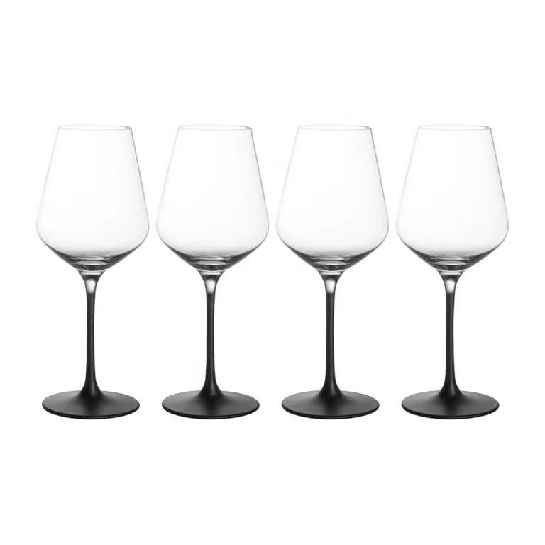 Pack de 4 copas de vino blanco Manufacture Rock de Villeroy & Boch, color transparente y negro, 380 ml