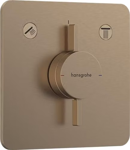 Grifo de ducha empotrado Hansgrohe DuoTurn Q con mezclador monomando y funciones de spray en acabado bronce cepillado